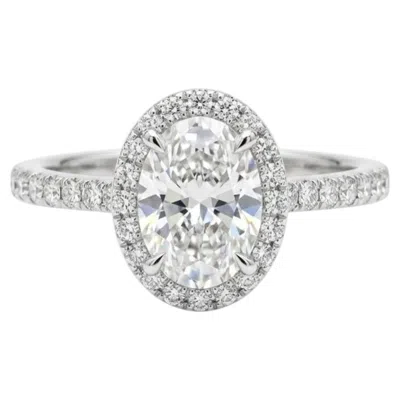 Pre-owned Harry Winston The One Platinum Oval Halo Engagement Ring 1.40 Ctw In Multiple