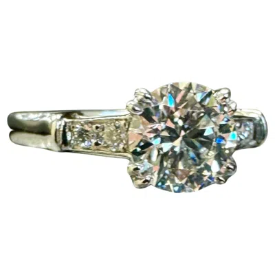 Pre-owned Harry Winston Tryst Platinum Gia Certified 0.87 E Vs1 Diamond Engagement Ring In Multi
