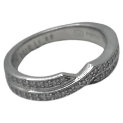 Pre-owned Harry Winston Tryst Two Row Pavé Diamond Band Ring Size 45 In Multi