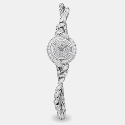 Pre-owned Harry Winston Twist 178 2.19 Silver 18k White Gold Diamond Quartz Women's Watches 18.5mm
