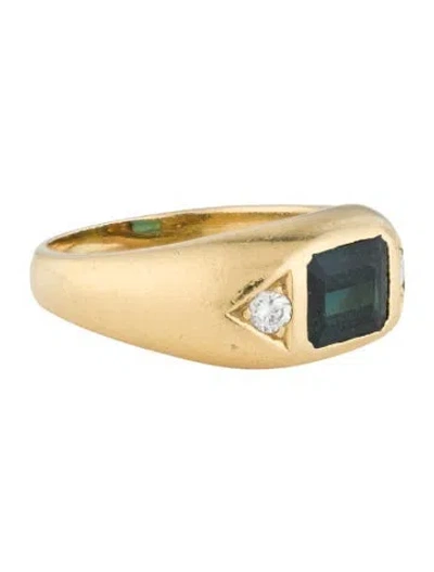 Pre-owned Harry Winston Vintage 18k 1.46ct Tourmaline & Diamond Band In Multi