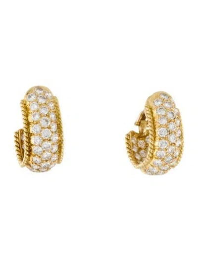 Pre-owned Harry Winston Vintage 18k Diamond Inside Outside Hoop Earrings In Multi