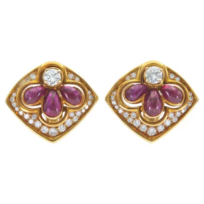 Pre-owned Harry Winston Vintage 1980s  Ruby And Diamond Earrings In Multiple