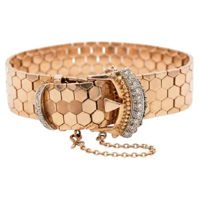 Pre-owned Harry Winston Vintage  Diamond Honeycomb Bracelet 18k Gold 46.7 Grams Rare In Multi