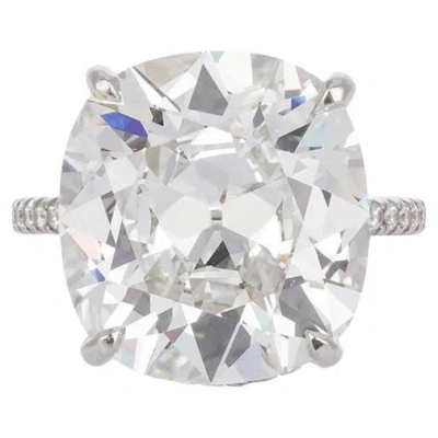 Pre-owned Harry Winston Vintage  Platinum & Antique Cushion Diamond Ring 11.56ctw Gia F/vs2 In Multi