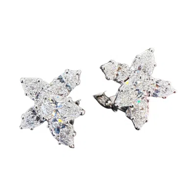 Pre-owned Harry Winston Winston Cluster Diamond Platinum Stud Earrings (medium) In Multi