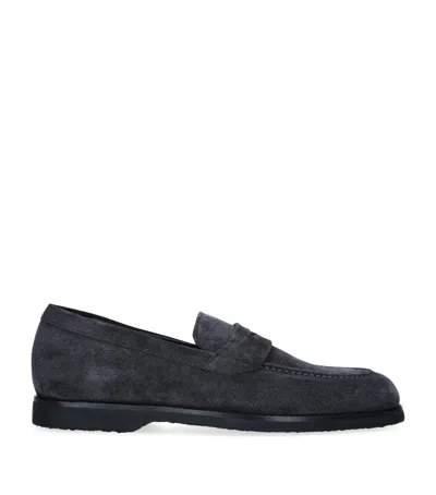 Harrys Of London Suede Beck Loafers In Grey
