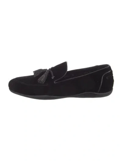 Pre-owned Harrys Of London Velvet Tassel Accents Slippers In Black