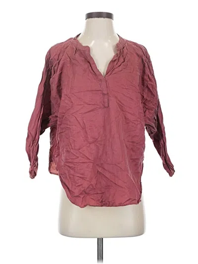 Pre-owned Harshman 3/4 Sleeve Blouse In Burgundy