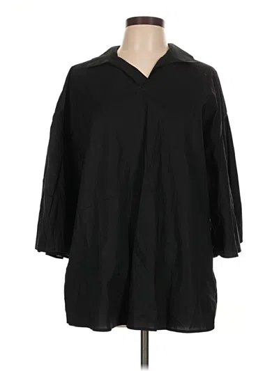 Harshman 3/4 Sleeve Button Down Shirt In Black