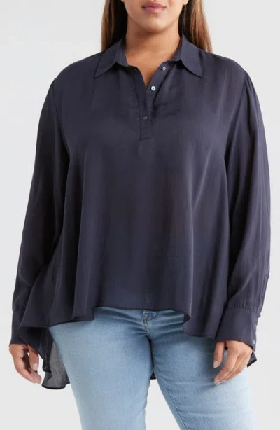 Harshman Anais Long Sleeve Tunic Top In Navy Melange