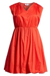 Harshman Arla Bubble Hem Cotton Dress In Poppy Red