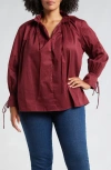 HARSHMAN HARSHMAN AUDREY TIE DETAIL COTTON PULLOVER TOP