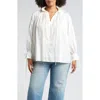 Harshman Audrey Tie Detail Cotton Pullover Top In Ivory