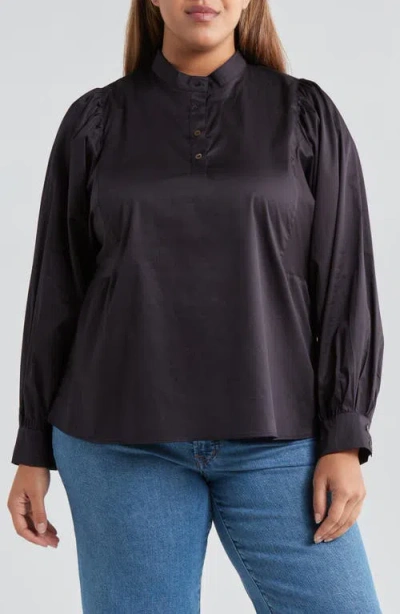 Harshman Barbera Cotton Sateen Top In Black