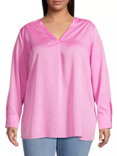 Harshman Cassian Popover Blouse In Bright Pink In Purple