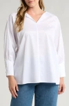 HARSHMAN HARSHMAN CERYS SPLIT NECK PLEATED CUFF COTTON TOP