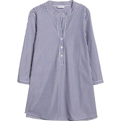 Harshman Derrington Stripe Cotton Tunic Top In Navy Stripes