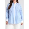 Harshman Franklin Cotton Stripe Button-up Shirt In Indigo Stripes