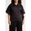 Harshman Harpa Short Sleeve Cotton Button-up Shirt In Black