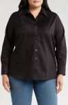 Harshman Kaliyah Pleated Button-up Shirt In Black