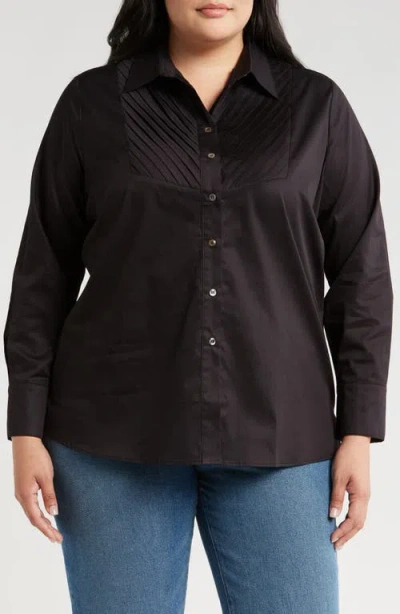 Harshman Kaliyah Pleated Button-up Shirt In Black