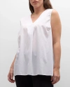 Harshman Plus Size Aria Pleated Cotton Tank In White