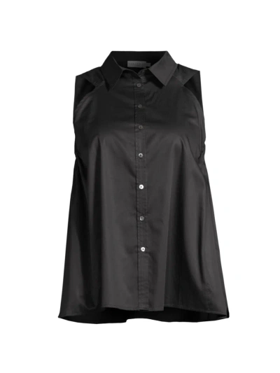 Harshman, Plus Size Women's Ziva Cotton Sleeveless Shirt In Black