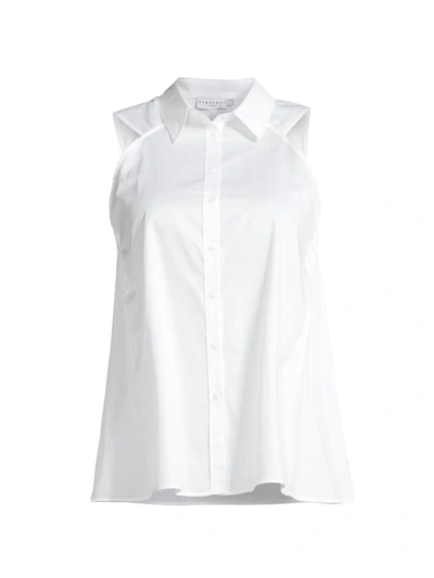 Harshman, Plus Size Women's Ziva Cotton Sleeveless Shirt In White