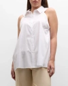 Harshman Plus Size Ziva Sleeveless Cotton Shirt In White