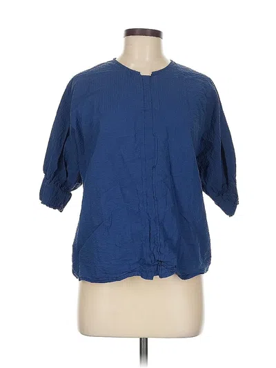 Pre-owned Harshman Short Sleeve Blouse In Blue