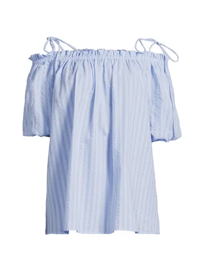 Harshman Women's Harmony Cotton Seersucker Top In Blue