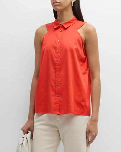 Harshman Women's Ziva Sleeveless Button-up Shirt In Red