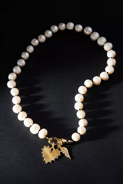 Hart Pearl Charm Necklace In White