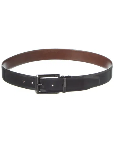 Hart Schaffner & Marx Marbelized Reversible Leather Belt In Black