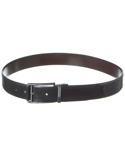 Hart Schaffner & Marx Techno Grain Reversible Leather Belt In Black