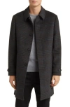 Hart Schaffner Marx Armitage Wool Blend Topcoat In Charcoal/espresso