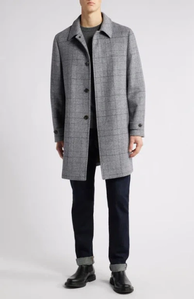 Hart Schaffner Marx Armitage Wool Blend Topcoat In Light Grey Plaid