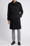 Hart Schaffner Marx Bridgeport Water Resistant Double Breasted Trench Coat In Black