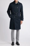 Hart Schaffner Marx Bridgeport Water Resistant Double Breasted Trench Coat In Navy