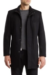 Hart Schaffner Marx Genoa Wool Blend Twill Coat In Black Twill