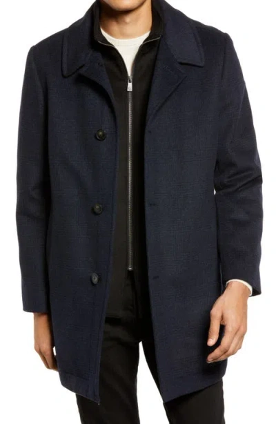 Hart Schaffner Marx Macbeth Wool Blend Car Coat With Bib In Blue