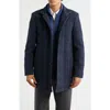 Hart Schaffner Marx Mason Plaid Wool Blend Overcoat With Quilted Bib In Blue