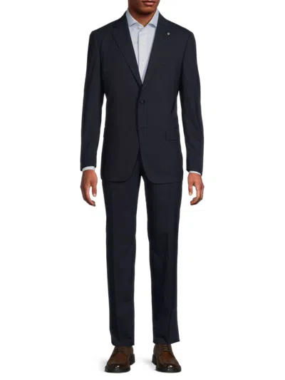 Hart Schaffner Marx Men's Plain Navy Wool-blend Two-button Suit In Blue