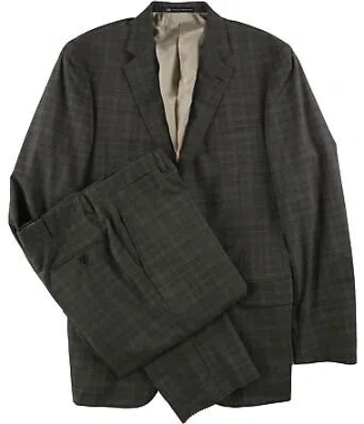 Pre-owned Hart Schaffner Marx Mens Plaid Two Button Formal Suit Brown 44/unfinished