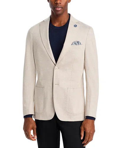 Hart Schaffner Marx New York Cotton Jersey Plaid Unstructured Sport Coat In Tan