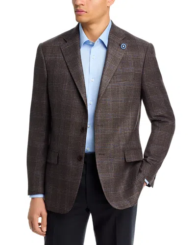 Hart Schaffner Marx New York Fit Wool, Silk, & Linen Plaid Sport Coat In Brown