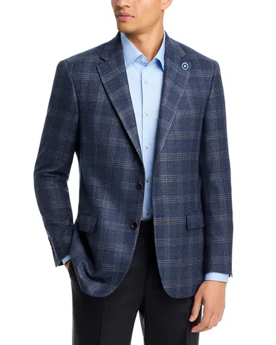 Hart Schaffner Marx New York Fit Wool, Silk, & Linen Plaid Sport Coat In Blue