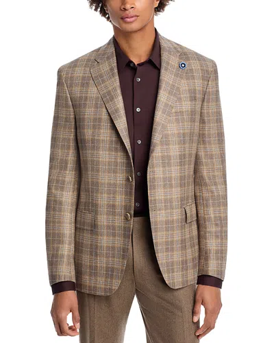 Hart Schaffner Marx New York Plaid Regular Fit Sport Coat In Brown/tan