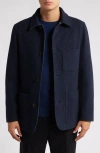 Hart Schaffner Marx Sonoma Textured Wool Blend Button-up Jacket In Navy Mini Check